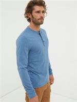 Fatface Fat Face Mens Blakeney Slub Henley Long Sleeved Top Size XS Blue RRP £30