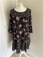 FAT FACE Dress Size 10 Mix Floral Midi Black 3/4 Sleeve Casual Occasion NEW - 10 Regular