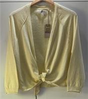 Fat Face Yellow Cotton Tie Front Cardigan Size UK 12 New - 12 Regular