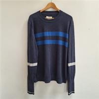 Folk x FatFace Round Neck Sweater UK 2XL Blue Striped Cotton Lightweight BNWT - 2XL Regular