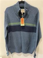 Fatface Mens Blue Stripe Half Zip Jumper Size M Cotton Wool Blend RRP £56 - M Regular