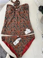 FAT FACE SKETCHED FLORAL HOOP TANKINI TOP & BIKINI BOTTOMS - SIZE: 22 - BNWT - 22 Regular