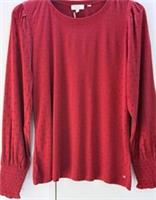 Fat Face Hayden Flocked Spot Dark Red Long Sleeve Top Size UK 14 NWT - 14 Regular