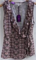Liberty Of London x Fat Face Pink Floral Wrap Top Size UK 18 Linen Blend NWT - 18 Regular