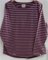 Fat Face Breton Stripe Top UK 18 Purple Organic Cotton - NWT - 18 Regular