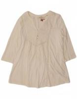 Fat Face Womens 3/4 Sleeve Blouse Top UK 12 Medium White Cotton AV27 - 12 Regular