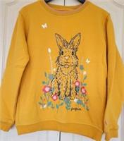 Fatface Girls Yellow Mustard Embroidery Bunny Jumper Age 9-10 Immaculate...