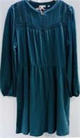 FatFace Orla Midi Dress UK 18 Dark Teal Green Cotton Long Sleeve NWT - 18 Regular