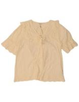 Fat Face Womens Short Sleeve Shirt Blouse UK 14 Large Off White Cotton BF22 - 14 Regular