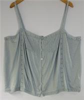 Fat Face Tilly Cami Top UK 22 Clay Blue Lace Trim Pintuck Button Front NWT - 22 Regular