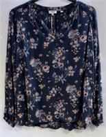 Fat Face Rosie Meadow Blouse UK 12 Blue Floral Top Long Sleeve NWT - 12 Regular