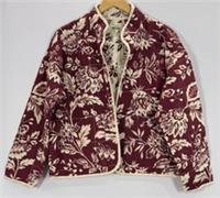 FatFace Eve Floral Quilted Jacket UK 12 Burgundy Cream Pockets Lightweight NWT - 12 Regular