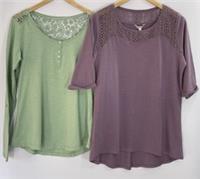 FatFace Size 14 Tops Bundle x2 Purple, Green Crochet Lace Long Sleeve NWT - 14 Regular