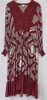 Fat Face Wilma Batik Ditsy Midi Dress UK 14 Red Boho Ruffle BNWT Tiered Hem - 14 Regular