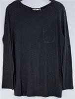 FatFace Navy Marl Long Sleeve Top Size 14 Button Back Pocket Casual NWT - 14 Regular