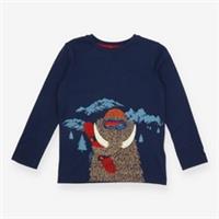 FatFace Boys Cotton Woolly Mammoth Long Sleeve T-Shirt Blue, 6-7 years