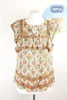 New Fat Face Helen Orange Bohemian Print Floral Ruffle Blouse Size 6 - 6 Regular