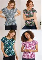 Weird Fish Short Sleeve Organic Cotton Blouse Print Top shirt 10 12 14 16 18 20 - 12 Regular