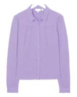 Fat Face Women's Long Sleeve Jersey Pin Tuck Collared Shirt - Lilac - 12 Regular