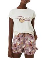 Fat Face Women's Short Sleeve Sloth Jersey Pyjama Top - Ivory (Imperfect) - 8 Regular