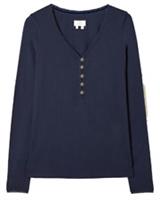 Fat Face Women's Long Sleeve Lily Henley Pyjama Jersey Top - Navy (Imperfect) - 8 Regular