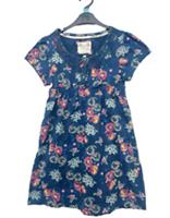 Fat Face Girl's Chrochet Detail Floral Printed Jersey Dress - Blue (Imperfect)