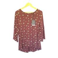 Fat Face Frankie Petal Floral Top Deep Berry Size 10 - 10 Regular