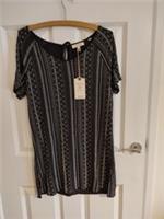 Fat Face Long Brown And White Tunic Top Size 10 - 10 Regular