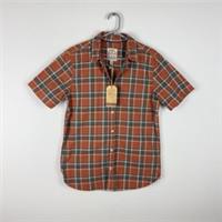 Fat Face Orange Check Short Sleeve Shirt Regular Fit British Design S - S Regular