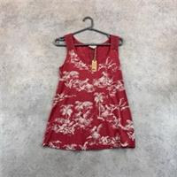 Fat Face Red Berry Sleeveless Summer Top UK 10 Crochet Trim Tropical Print NWT - 10 Regular