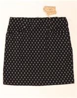 FAT FACE Womens Abstract Pattern Straight Skirt UK 14 Large W34 Black DP31 - 14 Regular