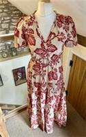 Fat Face Cream Red Aubrey Vine Floral Maxi Dress Size 8 New RRP &pound;69 Summer - 8 Regular