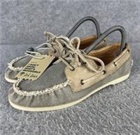 Fat Face Boat Shoes Womens UK 6 EU 39 Canvas Deck Lace Low Top Casual Leather