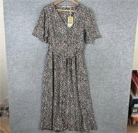 Fat Face Estelle Dappled Spot Midi Dress Womens UK 10 R Summer Short Sleeve - 10 Regular