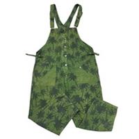 Vintage Palm Tree Denim Dungarees Jumpsuit Green Womens 44 - 44 Regular