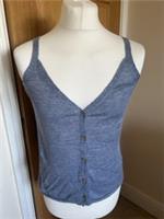 Ladies Fat Face 100% Linen Blue Top Size 10 (E) - 10 Regular