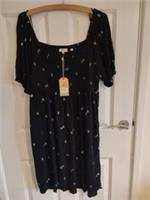 Fat Face Black And Silver Alice Foil Daisy Dress Size 14 - 14 Regular