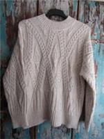 Fat Face Chunky Cream "Casey" Diamond Cable Knit Jumper size UK 16 - 16 Regular
