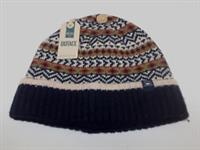 Fat Face unisex Fairisle patterned 'Whistler' blue /cream beanie hat wool mix