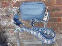 Fat Face 'The Oslo Camera Bag' handbag shoulder bag light blue smooth leather