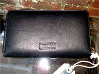 Fat Face Annie large zipped purse wallet black leather NEW
