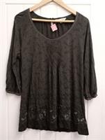Fat Face Woman's Dark Grey Top 3 Quaters Sleveed, Size 14 - 14 Regular