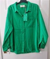 Fatface Olivia Shirt Size 18 Bright Green Linen Womens New With Tags BNWT - 18 Regular