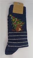 BNWT Fat Face Men's Socks 1 Pair Size 9.5 - 11 Festive Navy Marl Christmas Trees - 9.5 - 11 Regular