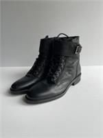 Fat Face lace up ankle boots UK 7 EU 40 NEW black leather flat utility classic