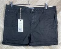 Fat Face Women Overdye Black Denim Shorts Size 18 Button Closure New - 18 Plus