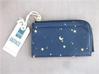 Fat Face Star card holder wallet purse blue faux leather star design