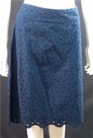 FatFace Claire Scallop Hem Navy Blue Skirts Size 16 Embroidered Detail 100% Cott - 16 Regular