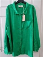 Fatface Olivia Shirt Size 24 Green Linen Womens New With Tags BNWT - 24 Regular