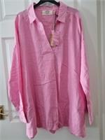 Fat Face Saunton Pure Linen Top Pop Pink Size 20 New With Tags BNWT - 20 Regular